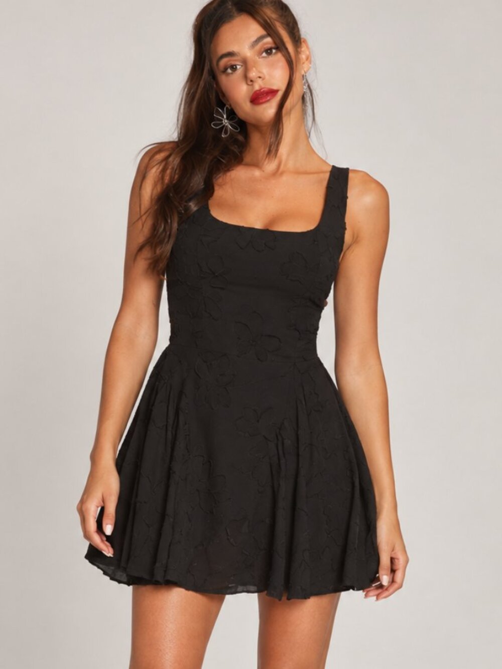 NWT Peppermayo Evelyn Linen Floral Mini Dress Black Size 2 US